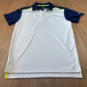 Slazenger Tennis Polo M White Navy Neon Athletic Shirt